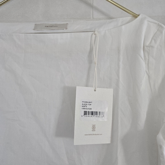 NWT Faithfull Aleza Top Blouse White 100% Cotton Flare Long Sleeve NEW Size Med - Picture 4 of 9